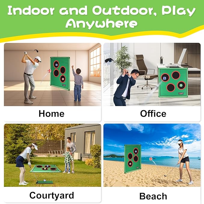 Golf Chipping Game for Outdoor Indoor: Backyard Golf Games for Kids & Adults , Golf Gifts for Men,Golfer, Golf Set with 20 Sticky Balls, Putting Mat, Putter & Carry Bag, Golf Simulators for Home