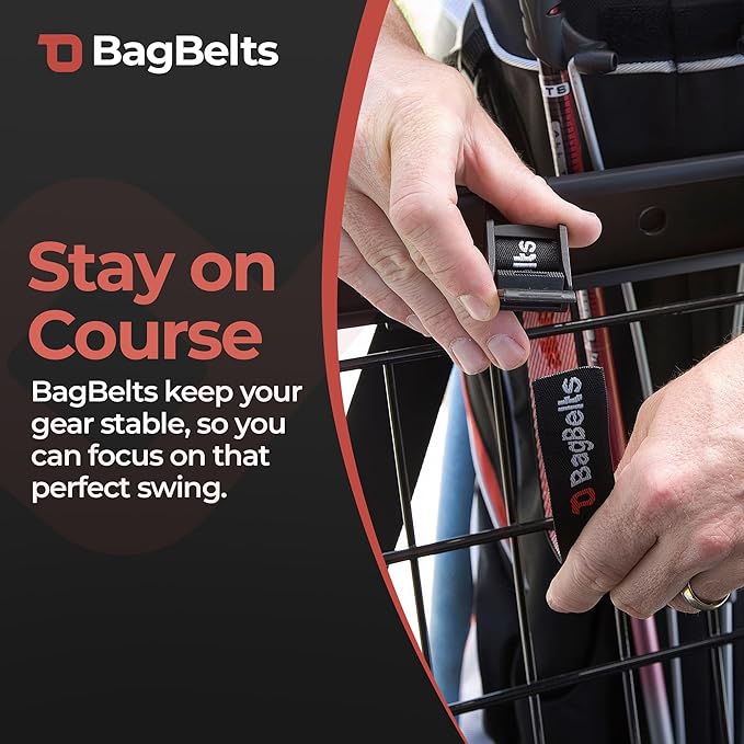 Golf Bag Cart Straps, Golf Cart Belt Attachment, Holds Bag to Cart for Easy Access to Clubs, Golf Cart Accessories, Black