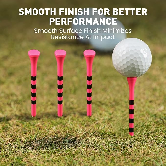 FINGER TEN Golf Tees Wood 3 1/4 2 3/4 Inch Value 50/120 Count, Durable Tees with Bright Colored Stripes for Consistent Height, 70mm 83mm Long Tees Ideal for Golfers