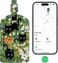 Luggage Tags Built-in Anti-Loss Tracker, Luxury Leather Luggage Tags for Suitcase, Travel Bags, Backpacks, Travel Organizer for Lost Baggage Prevention (Prairie Cat)