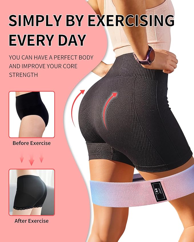 6 Pcs Fabric Booty Bands & Long Resistance Bands for Workout Butt and Legs Pull Up Exercise Elastic Stretch Bands Home Gym Fitness Equipment