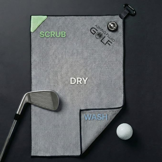 Multi-Function Magnetic Golf Towel I Wash Pocket I Magna-Anchor Technology I Waffle Pattern I Scrub Pad I (16" x 24" Blue Magnet) (Augusta, 16" x 40" The 40)