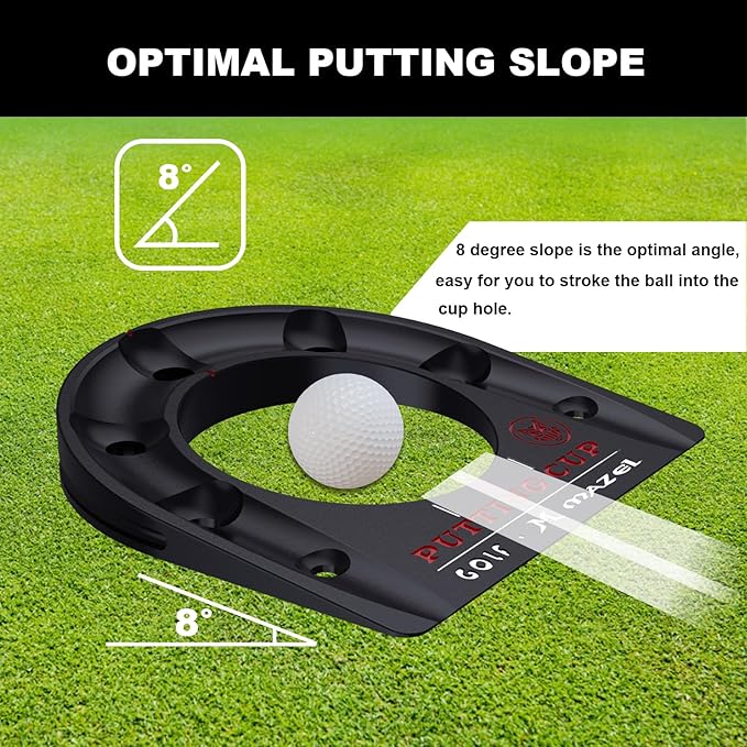 MAZEL Golf Putting Cup Hole Accuracy Trainer - Anodized Milled Aluminum Alloy Putting Training Aid for Indoor Outdoor Practice, with Carry Bag