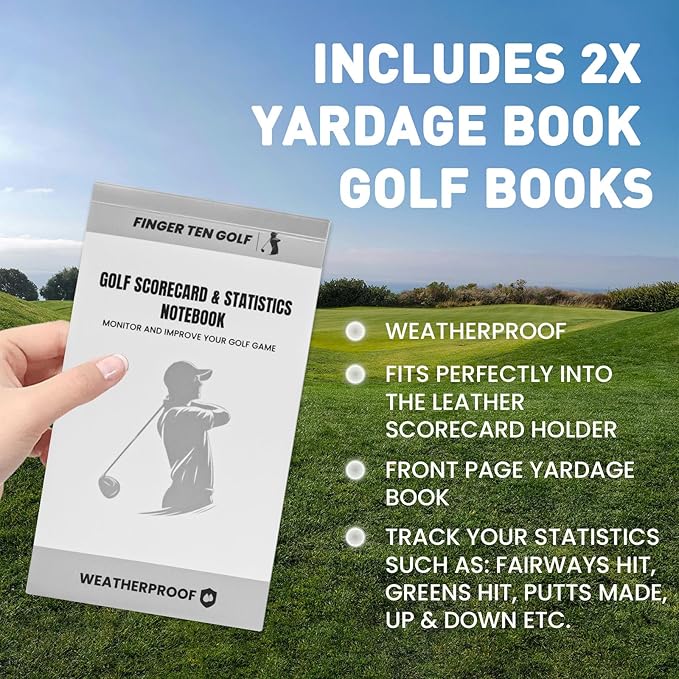 FINGER TEN Golf Scorecard Book Stats Statistics Log Notebook Waterproof Paper Value 1/2/4/8 Pack, Fit Golf Score Card Holder Cover