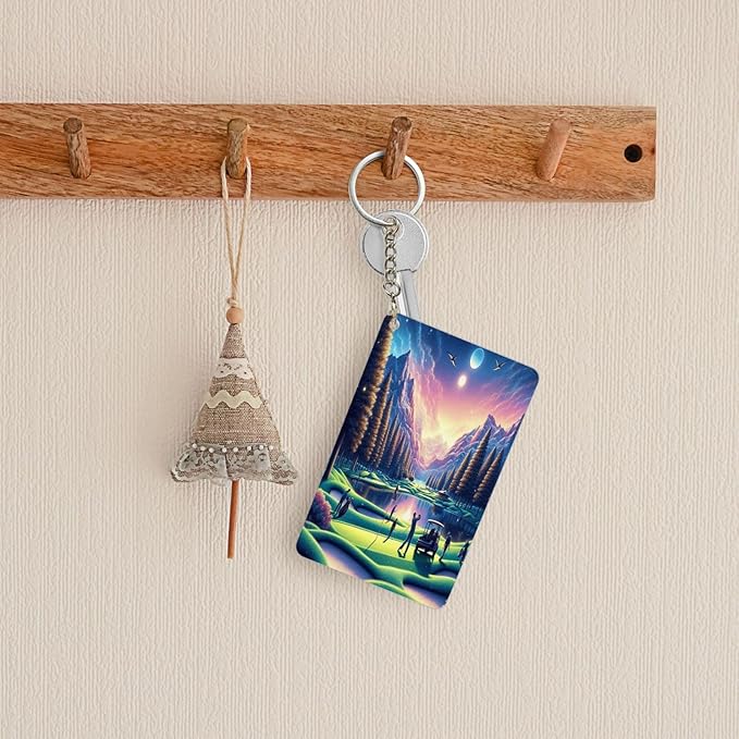 Golf Keychains Rectangular Acrylic Keychain Daily Key Ring Car Key Fob Holder 2X3 Inch
