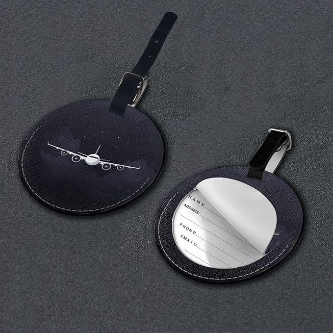 Airplane Pilot Plane Luggage Tags for Suitcases, Pu Leather Baggage Tags Identifiers for Travel, Name Id Label for Baggage Bag Women Men