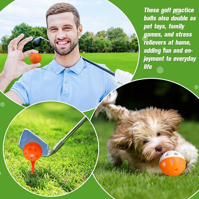 30 Pack Practice Golf Balls 42mm Rubber EVA Plastic Golf Training Ball High Visibility for Easy Tracking, Limited Flight, Hollow Airflow for Home Backyard Indoor or Outdoor