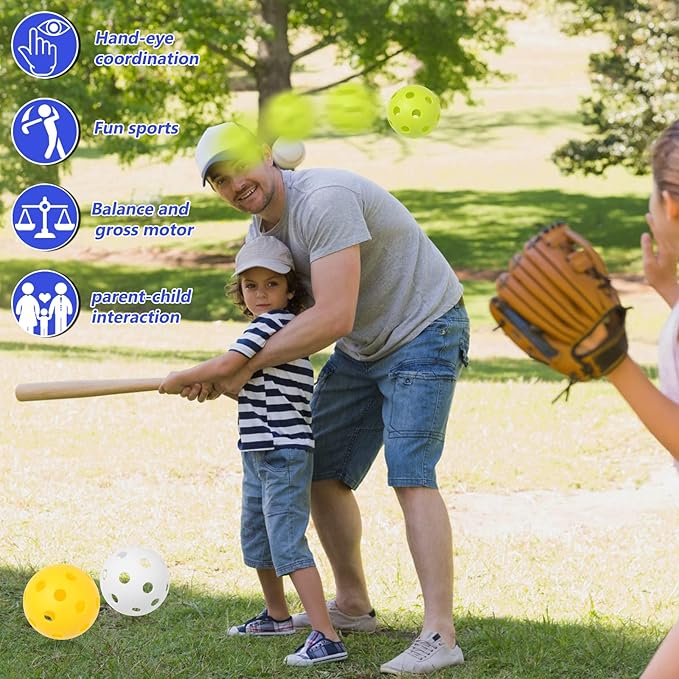 Avesfer Plastic Practice Baseballs 9 inch with Mesh Bag [Anti-Crack] Soft Training Baseball Balls Hitting Batting Indoor Outdoor Lightweight Hollow for Team Drills Coaching