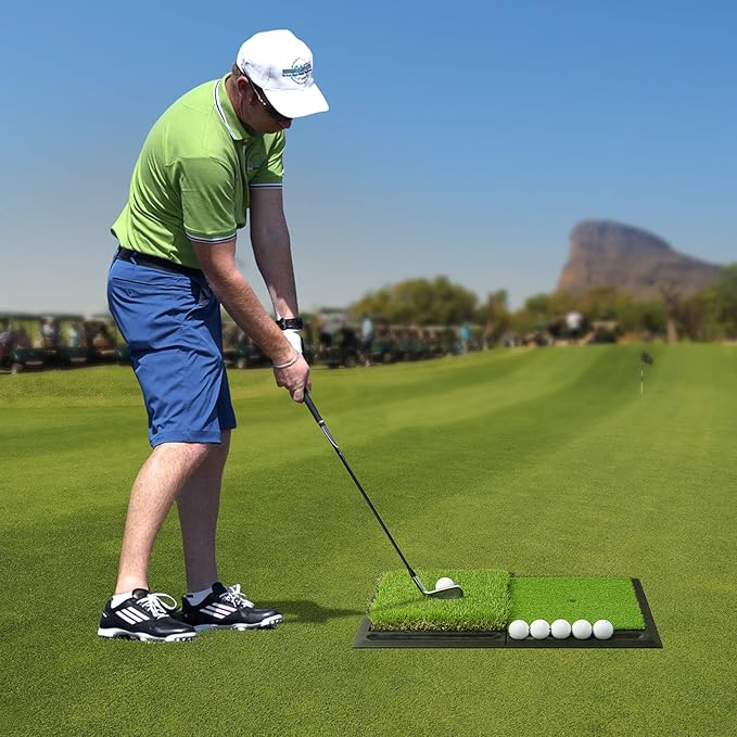 JAYA Golf Hitting Mat with Heavy Rubber Base, Foldable Golf Practice Mat for Indoor and Outdoor Training, Fairway & Rough Turf for Swing and Chipping