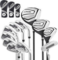 Men's Complete Golf Club Set, 9/11-Piece Right Handed Clubs with 460cc Driver, Fairway Wood, Hybrid & Steel Irons 5-9, P, S, Steel/Graphite Shafts, Black/Charcoal