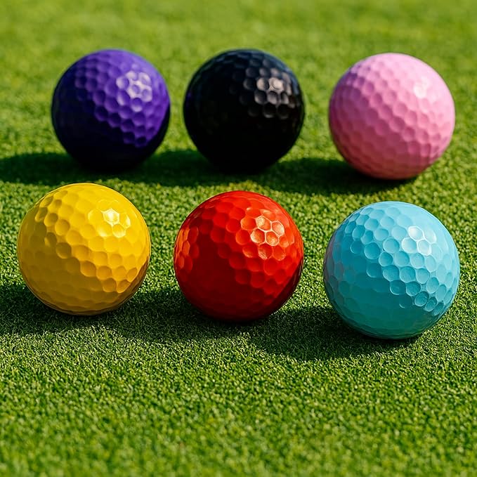 Thorza Colored Golf Balls - Multicolored Set of 6, 12, 24 for Kids Mini Golf, Putting Practice and Children Training