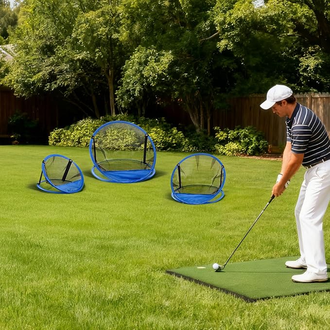 Jucoan Set of 3 Golf Chipping Net, 3 Sizes 12”, 18”, 24” Pop Up Golf Target Practice Net for Indoor Outdoor Backyard, Gift for Men, Father, Husband, Golfers