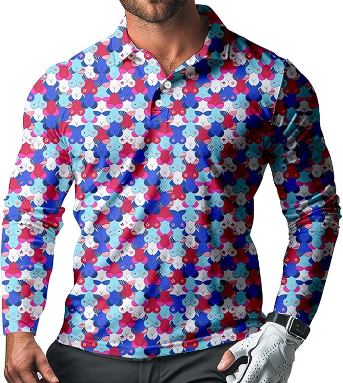 Men's Long Sleeve Golf Shirt Quick Dry 3 Button Work Fishing Outdoor Casual Collar Shirt