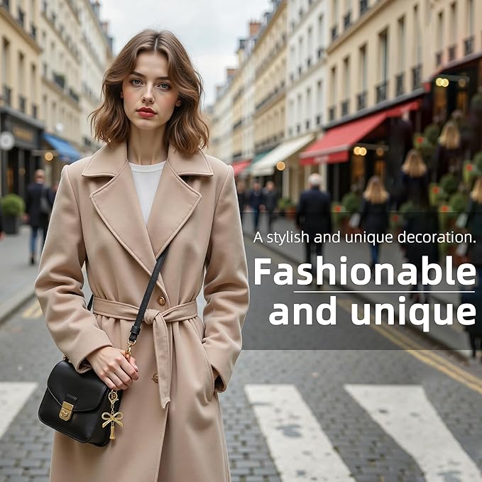 Gold Bubble Heart, Cherry, Bow & More Designs Letter Initial Keychain Bag Charms – Cute Purse Charms for Handbags
