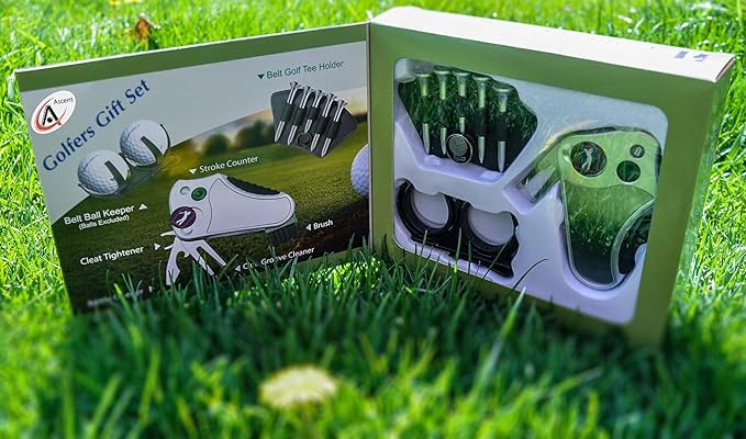 Golfer's Best Golf Gift Set: Tool - Stroke Counter, Divot Tool Repair, Brush, Ball Marker, Cleat Tightener, Club Groove Cleaner Belt Tee Holder Tees Belt Ball Holder - Gift Idea For Men Women