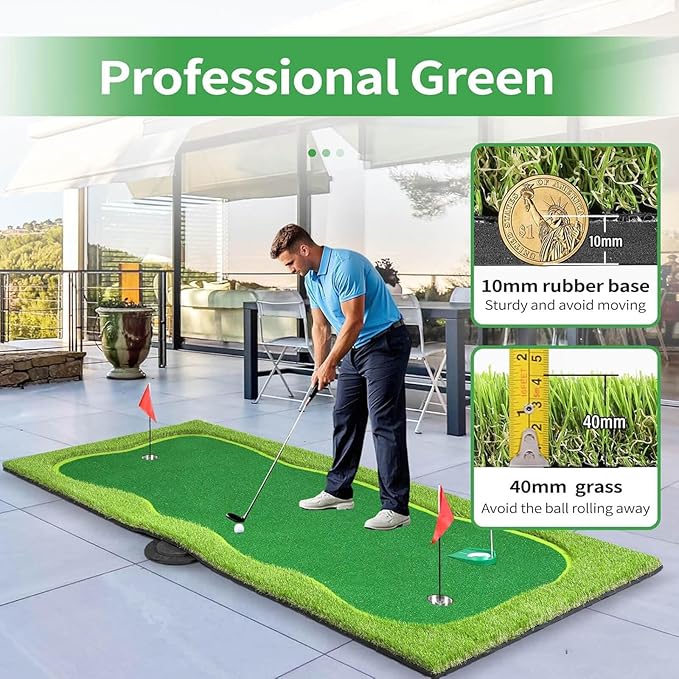 Golf Putting Green, Professional Large Practice Putting Mat for Outdoor & Indoor Putt Trainning