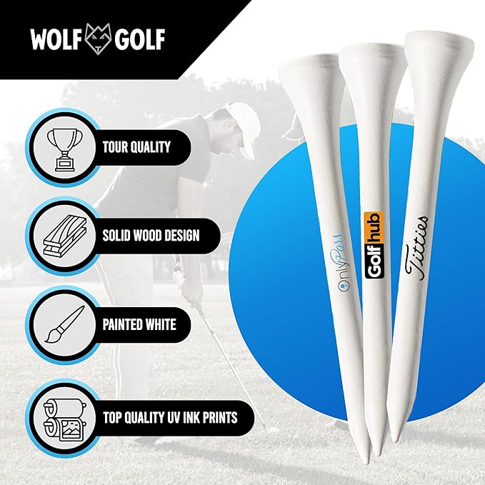 OnlyPars Golf Tees - Golf Hub Tees - Set of 36 Golf Tees - 3 Designs - Golf Tee Gift Set