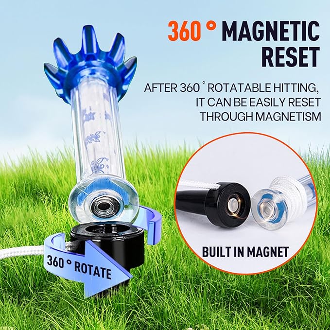 Golf Tee with String, 4Pcs Portable Spring Golf Practice Tees Magnetic Support for Driving Range and Practice Mat Golf Tees Unbreakable Magnet Tee Rubber Tee Indoor Outdoor