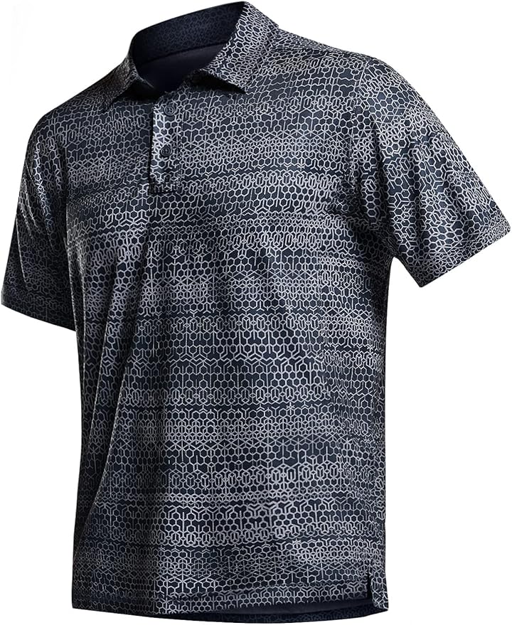 CQR Men's Polo Shirts, Tactical Short Sleeve Golf Performance Shirts, Lightweight Dry Fit UPF 50+ Pique