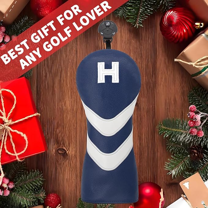 Golf Head Cover Golf Club Blue Leather Headcovers Set Fits Driver Fairway Wood Hybrid Utility Putter Iron Wedge Headcover.