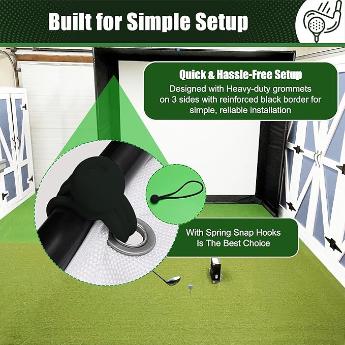 Golf Impact Screen Double Layer – Low Noise on Impact, Durable Grommets, Reinforced Black Border – High-Strength Polyester, Indoor/Outdoor Golf Simulator Screen