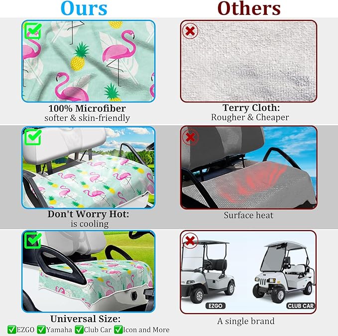 Golf Cart Seat Covers, Golf Cart Seat Towel Blanket, Suitable Yamaha, EZGO, Club Cars, Icon and More 2-Seats Cart, 100% Microfiber, Essential Golf Cart Accessories, 51'' x 31''