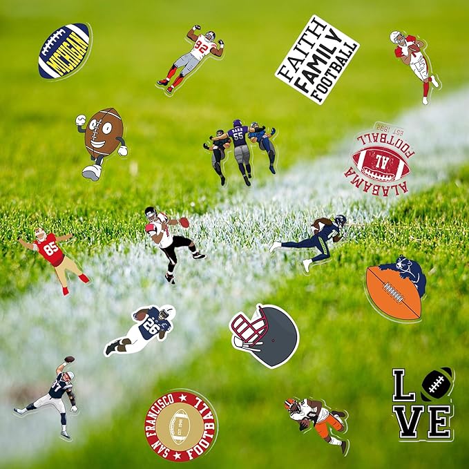 74Pcs Football Theme Party Favors Contain 24 Pcs Slap Bracelets 50Pcs Stickers, Sports Football Theme Birthday Party Decorations,Classroom Rewards Supplies.