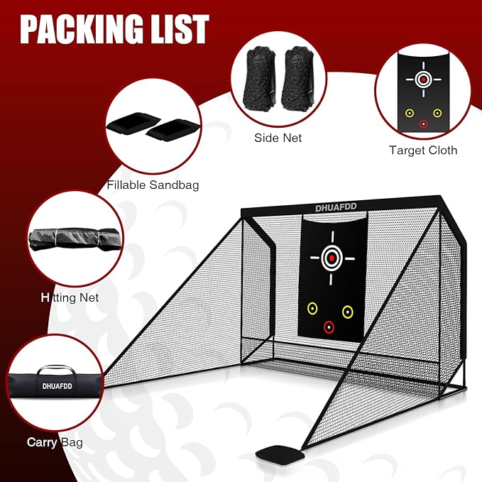 Golf Hitting Net with Target Cloth 10 X 7.5ft Golf Nets for Backyard Driving Real Golf Balls with Side Barriers Ideal for Home Garage Swing Training Indoor Outdoor Use by DHUAFDD