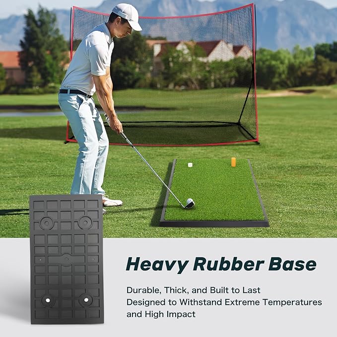 SAPLIZE Foldable Heavy-Duty Golf Hitting Mat with 10mm EVA Backing for Indoor/Outdoor Swing & Chipping, Golf Accessories & Gift for Men & Women