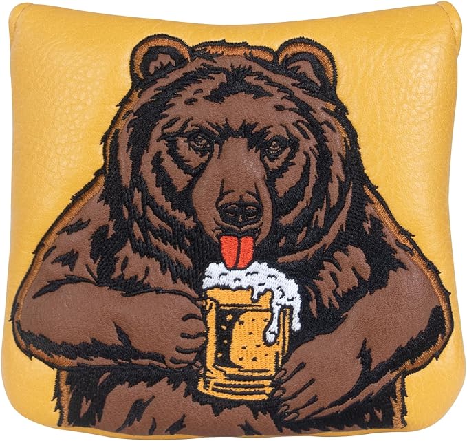 Golf Club Head Cover Golf Head Cover Driver Headcover Fairway Wood Headcover Hybrid Club Head Cover Golf Blade Mallet Putter Cover Beer Bear