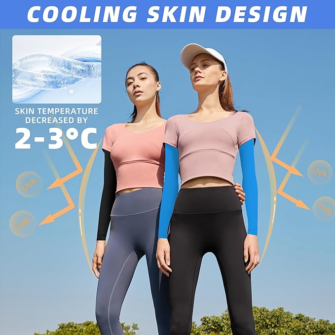 BHYTAKI UV Sun Protection Arm Sleeves, UPF 50 Sports Cooling Arm Compression Sleeves for Men Women Teenager