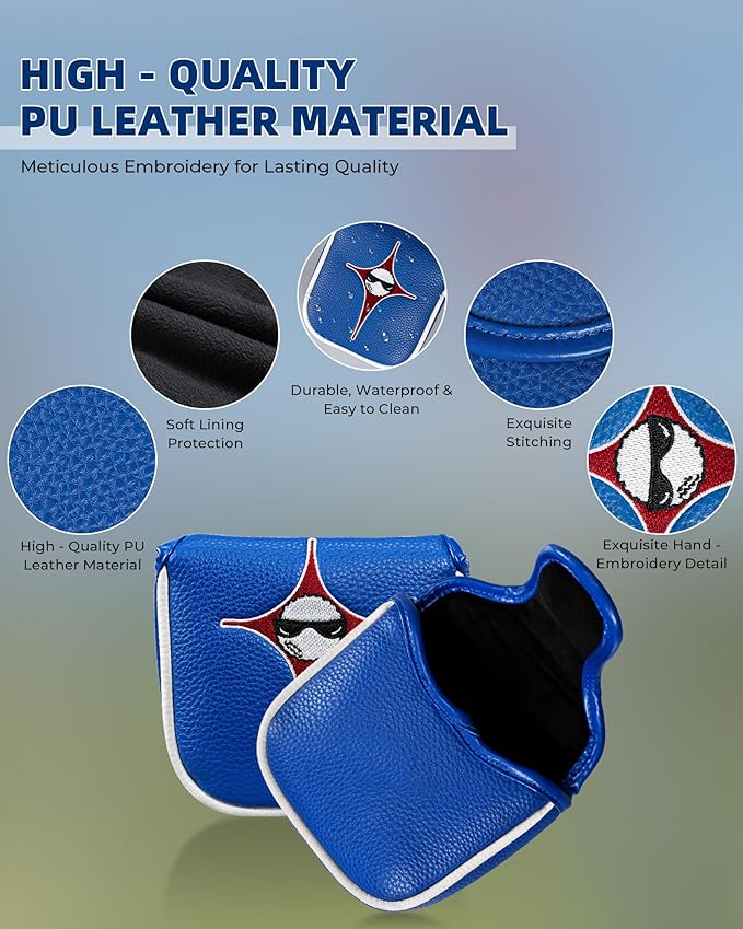 Golf Club Headcover Poker Element Embroidery Design Magnetic Closure Elegant Premium PU Leather Driver Fairway Wood Hybrid Blade Mallet Putter Cover Wood Head Cover