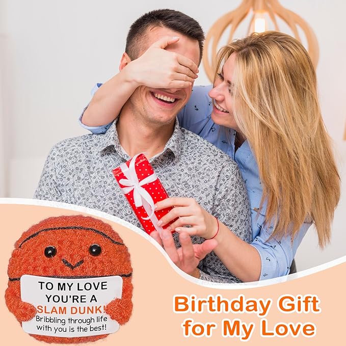 Handmade Crochet Basketball,Romantic Gift for Him or Her, Birthday Wedding Anniversary Present for Boyfriend Girlfriend Husband Wife, I Love You Love Gift for Couples Men Women