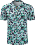 TAPULCO Mens Collarless Golf Shirts Short Sleeve Dry Fit Stretch Casual Breathable Lightweight Tshirts