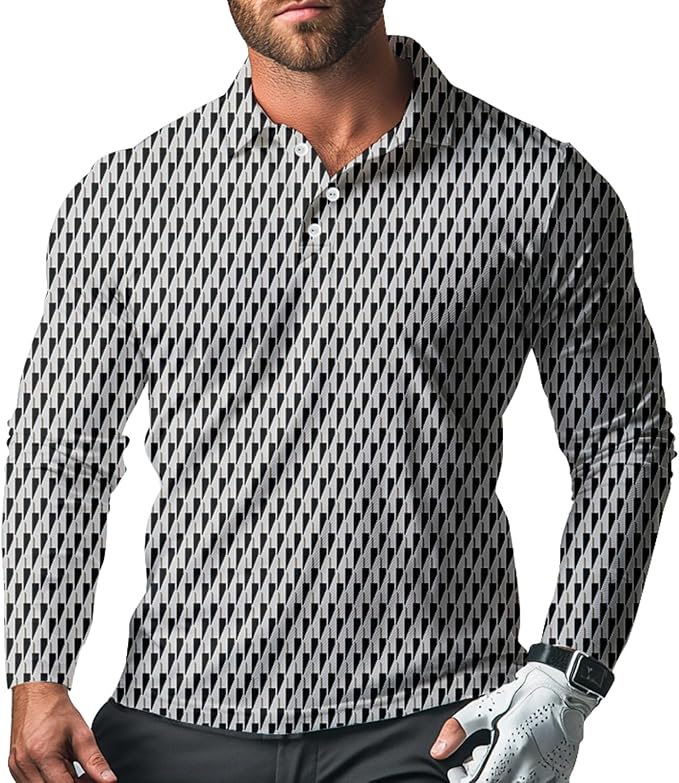 Men's Long Sleeve Golf Shirt Quick Dry 3 Button Work Fishing Outdoor Casual Collar Shirt