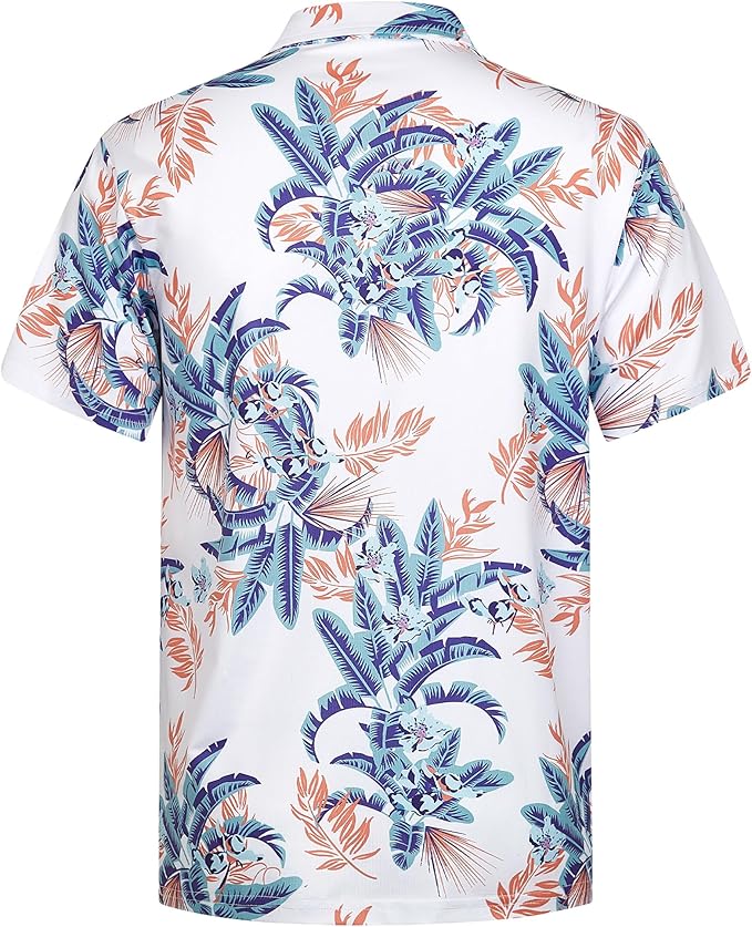 zeetoo Men's Polo Shirts Hawaiian Golf Polos Shirts Short Sleeve Performance Moisture Wicking Mens Golf Shirts