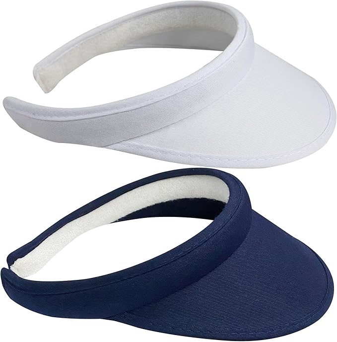 2 Pack Sun Visor Hats Women Men Clip On Wide Brim Visors Hat Outdoor Sports Golf Beach Travel Tennis Caps