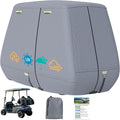 800D Waterproof Golf Cart Cover 2/4/6 Passenger, Heavy Duty Solution-Dyed Polyester UPF 50+, Universal Fits for EZ GO Yamaha Club Car (Gray, Fit for 2 Passenger Cart)