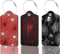 Set of 3 Luggage Tags,Spider Leather Suitcases Tag Identifiers with Privacy Name Address Labels & Durable Steel Loop for Women Men Travel