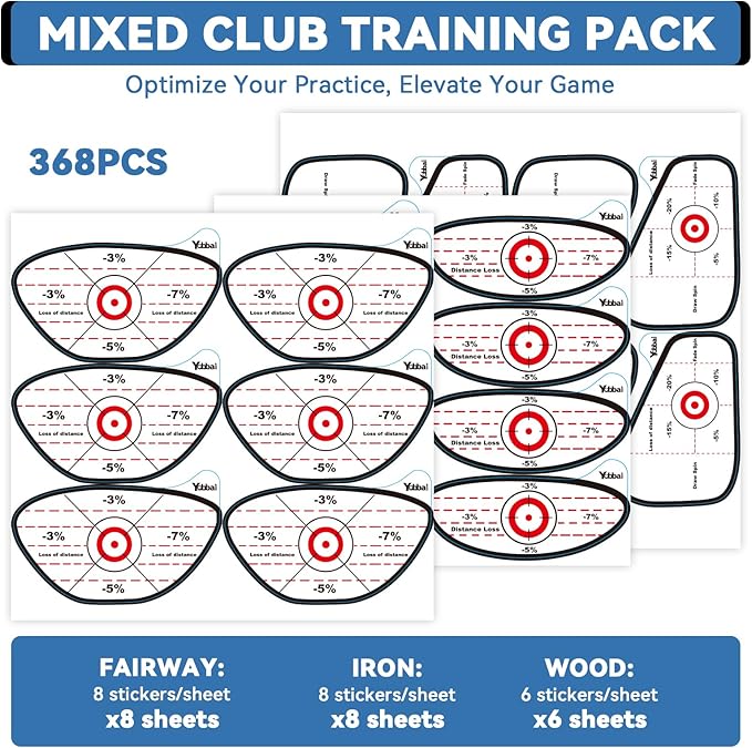 Golf Impact Tape - High-Resolution Strike Stickers for Iron, Wood & Fairway Clubs, Non-Residue, Swing Training Aid Impact Labels