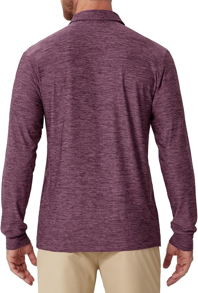 NAVISKIN Men's Polo Shirts Long Sleeve Golf Shirts with Collar UPF 50 SPF Shirt for Men Quick Dry Moisture Wicking