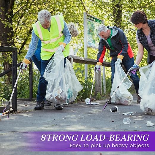 Ctosree 8 Pack 32" Trash Grabber Reacher Tool for Elderly, Foldable Litter Picker Upper, Lightweight Trash Pick up Stick, Long Handy Mobility Aids for Home Garden Arm Extension(Purple)
