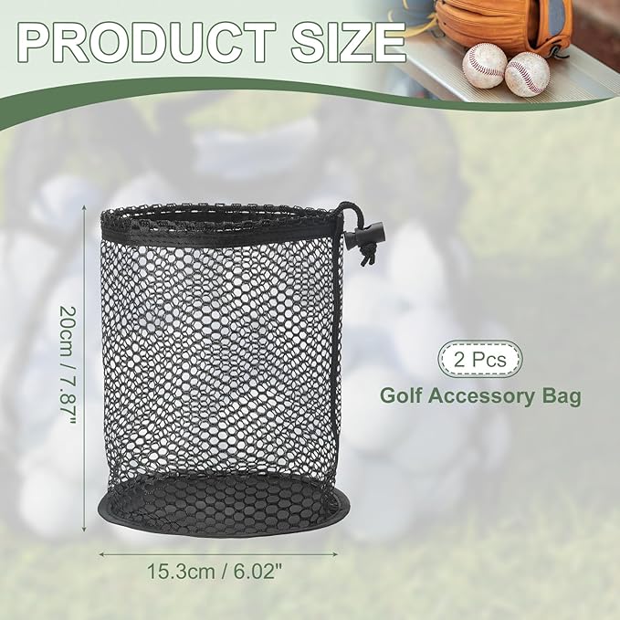 Golf Ball Storage Bag Nylon Mesh Golf Pouch with Adjustable Drawstring Closure for Balls Outdoor Sports Supplies