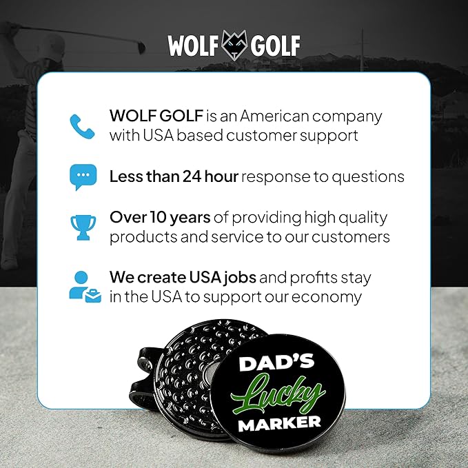 Wolf Golf Towels Golf Ball Marker Hat Clip Gift Set | Best Dad by Par | | 1 Magnetic Clip + 3 Ball Markers | Golf Accessories for Men
