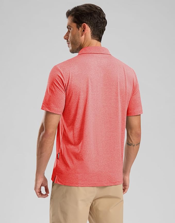 Golf Shirts Heather Polo Short Sleeve Dry Fit Lightweight Moisture Wicking Collared Shirts Casual Athletic Business