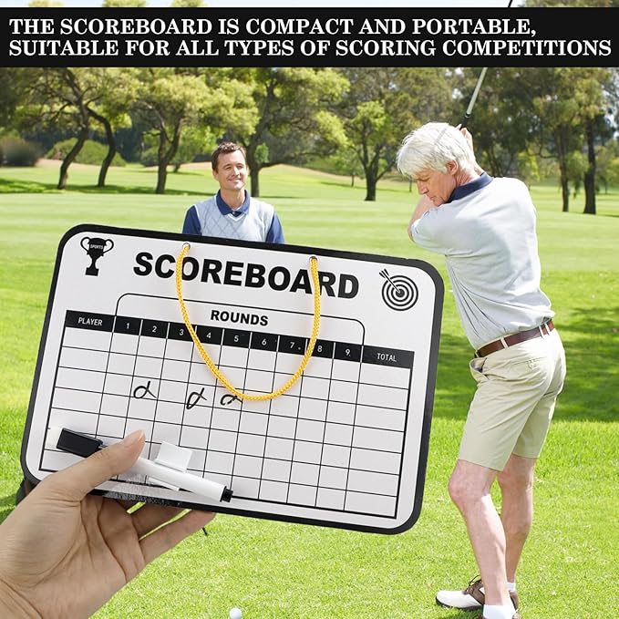 Golf Scoreboard, Erasable Golf Scorecard with Pen, Plastic Whiteboard Score Card Holder Accessories for Golfer
