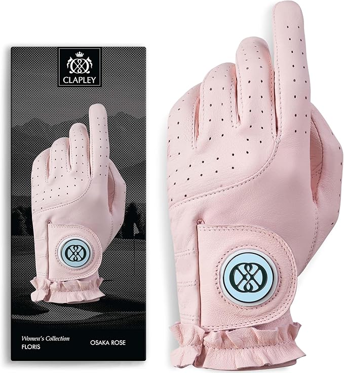CLAPLEY Women’s Golf Glove – Premium Cabretta Leather with Magnetic Ball Marker, Breathable Design, Good Elasticity, Precious Gift for Golfers, Super Soft Feel, Left and Right Hand, Secure Fit