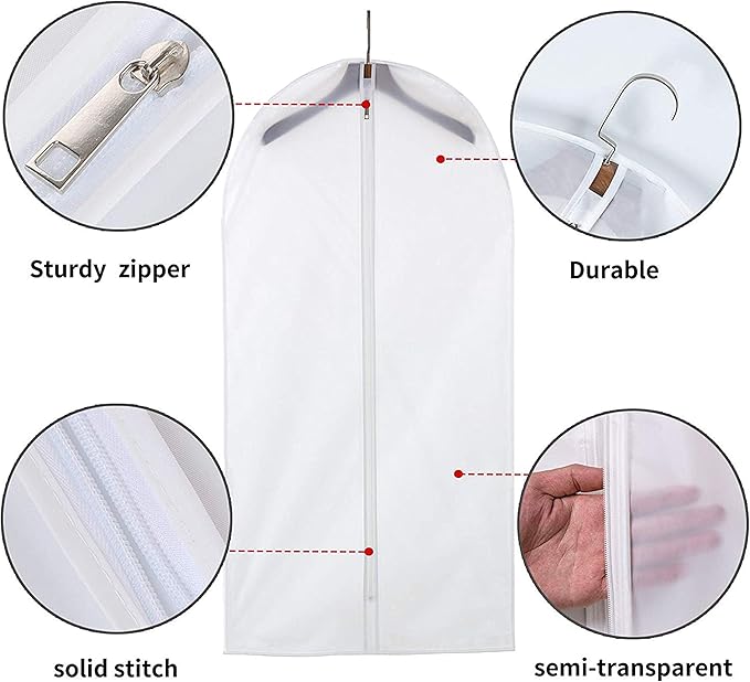 Garment Bags for Hanging Clothes, Clear Plastic Closet Storage Covers with Cedar Balls, 24" x 43"/54”, 6 Pack
