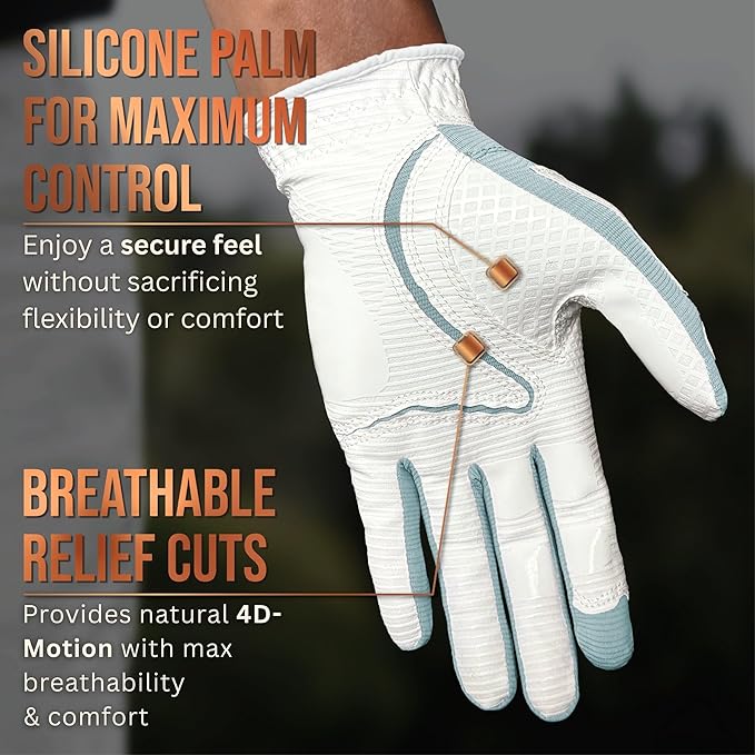 Copper Tech Golf Gloves Men Right Handed Golfer or Left Handed Golfer (2nd Gen) | Copper Compression Joint Support Golf Glove