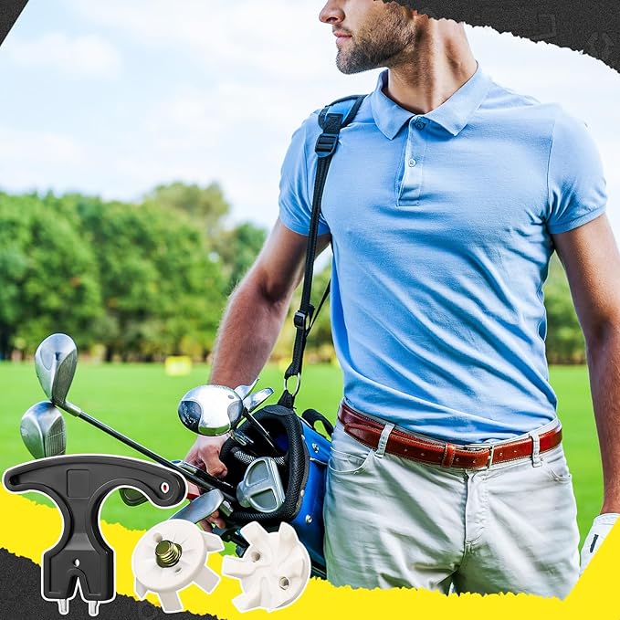 Cozypower 31 Pcs Golf Spikes Set Includes 30 Pcs Golf Cleats Replacement Black Cleats Spanner Metal Thread Screw 6 mm Dia Spike Tool for Lawn Cricket Shoe Player Lover(White)